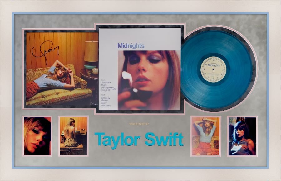 Taylor Swift Signed Midnights Album Jade Green Vinyl - Memorabilia Framers Shop